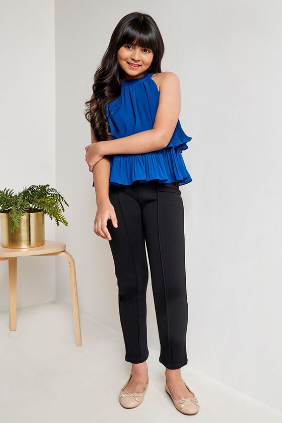 Blue Heat-Pleated Flared Top, Teal, image 2